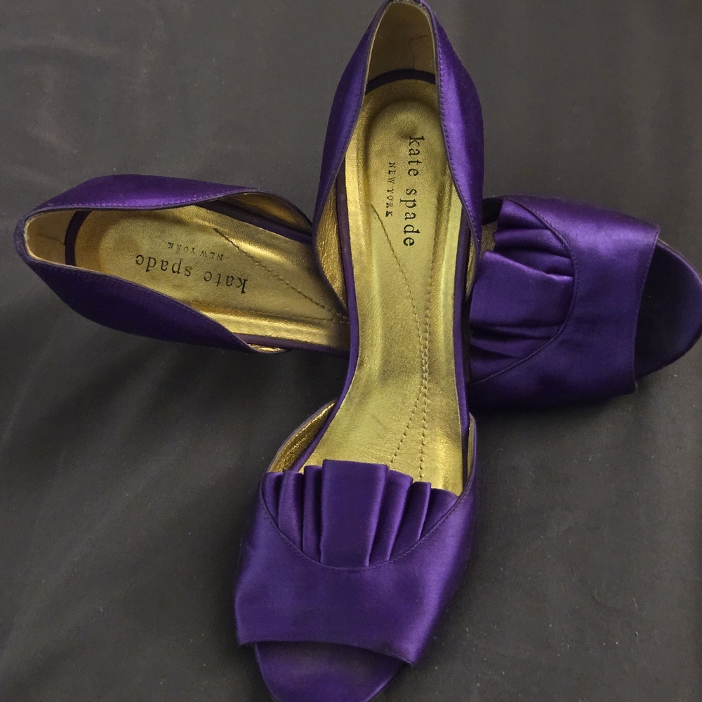 Kate Spade Purple Satin Heels - Picture 2 of 5